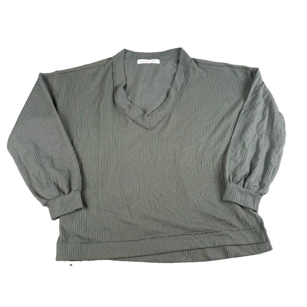 Altar'd State Sweater Womens M Sage Green V Neck Oversized Textured Pullover USA